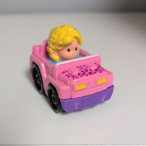 🩵3/$20🩵 Little People Wheelies Pink Jeep, Blonde Girl, 2014 Mattel
